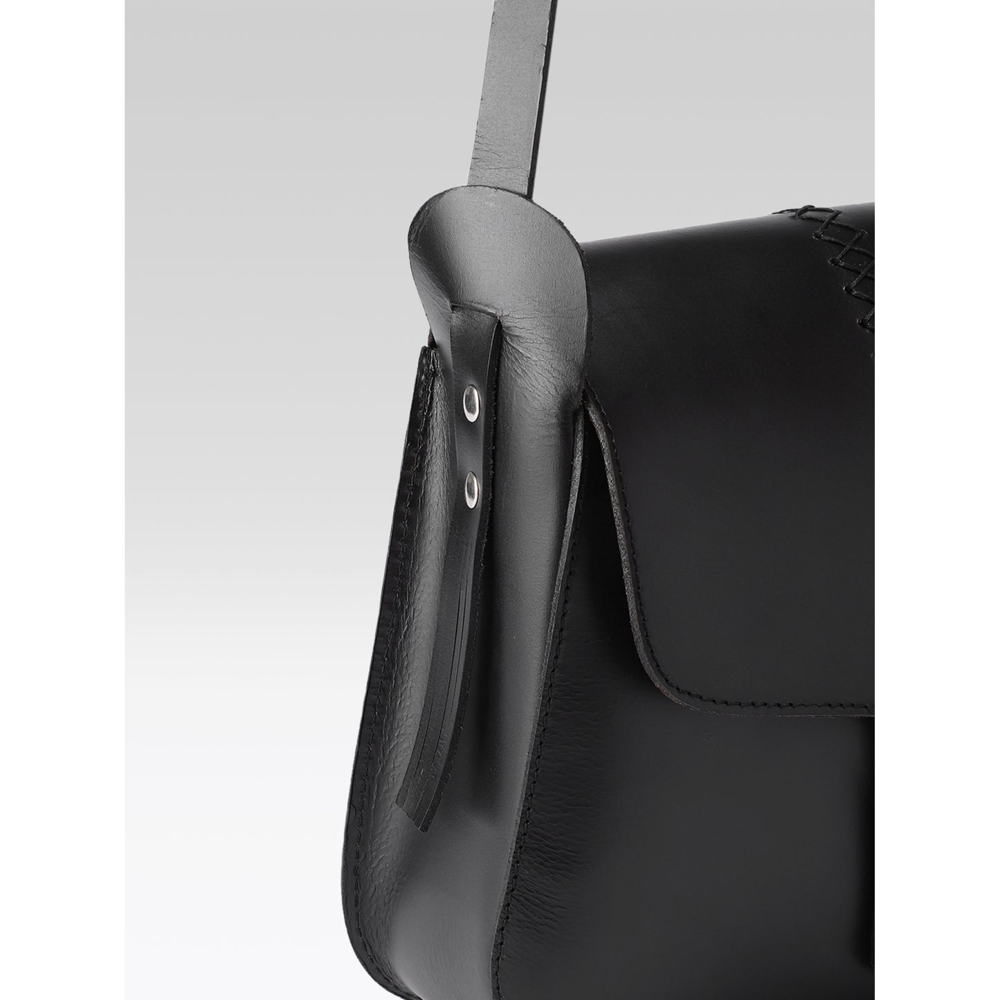 Premium Genuine Leather Sling Bag with Hand-Stitched Detail & Adjustable Strap