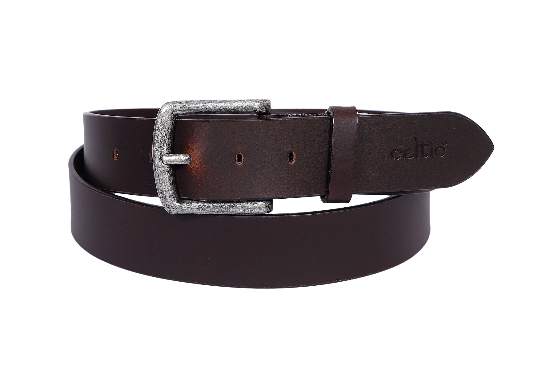 Celtic Brown Leather Belt With Silver Buckle - CELTICINDIA
