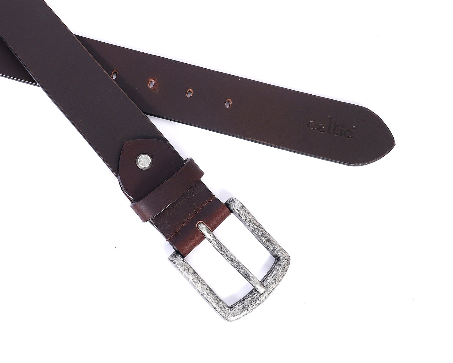 Celtic Brown Leather Belt With Silver Buckle - CELTICINDIA