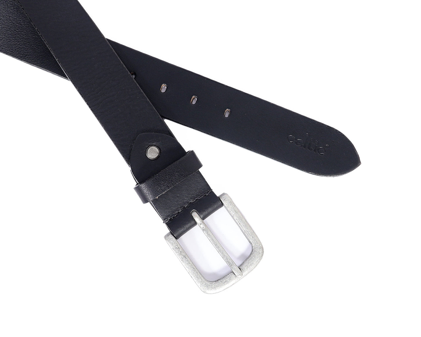 Celtic Black Premium Leather Belt With Silver Buckle - CELTICINDIA