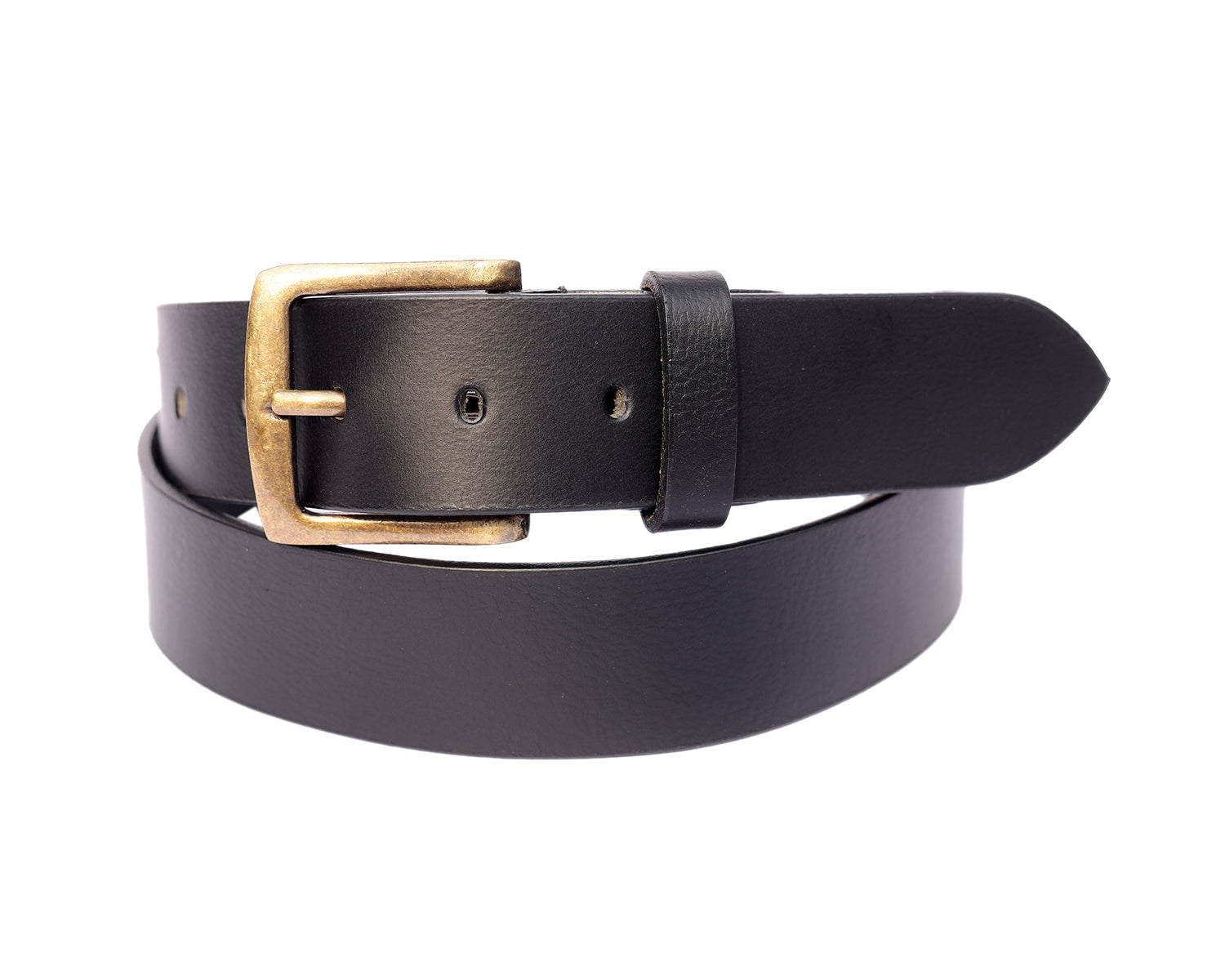 Premium Black Leather Belt With Golden Buckle - CELTICINDIA