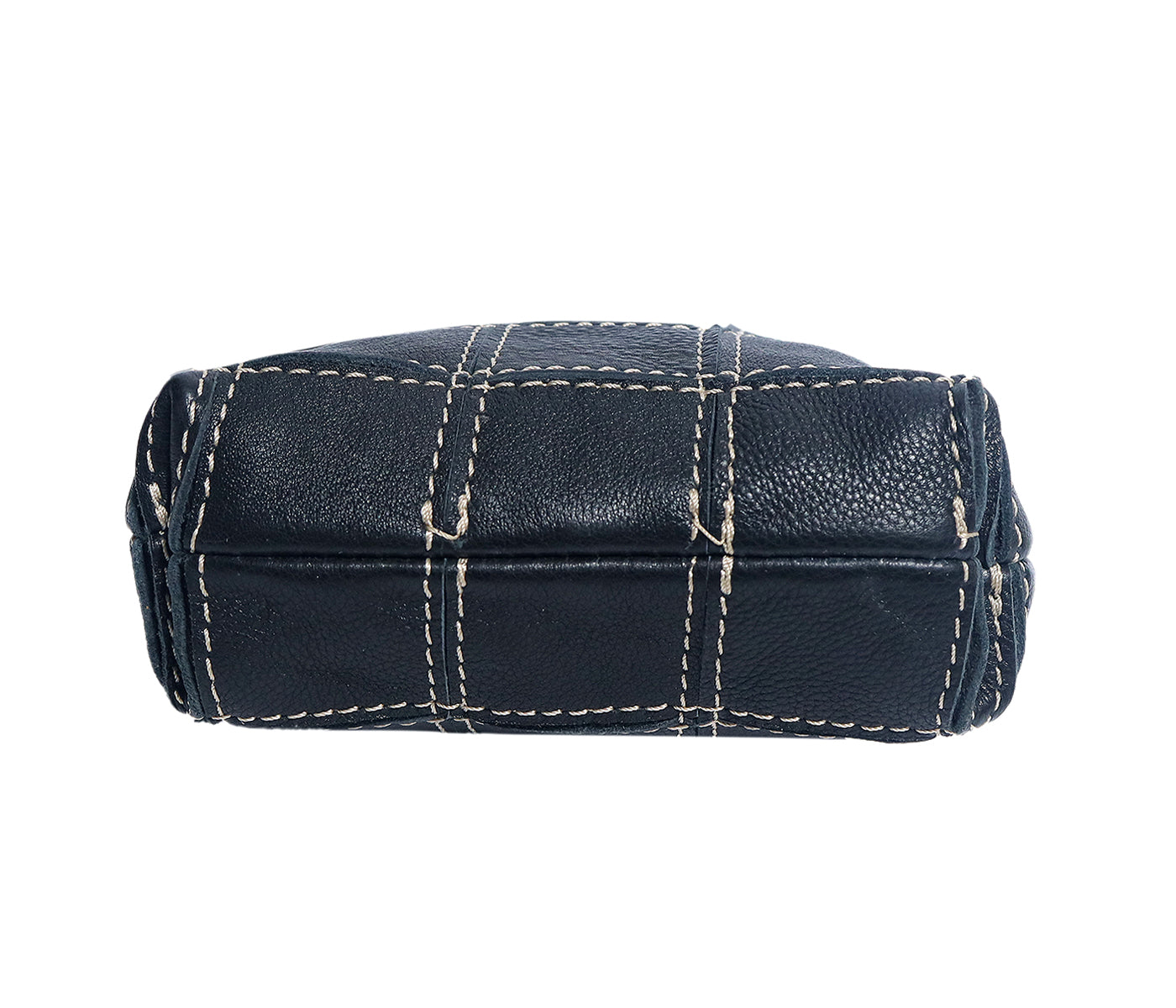 Elegance Redefined: Black Leather Sling Bag with White Stitching. - CELTICINDIA