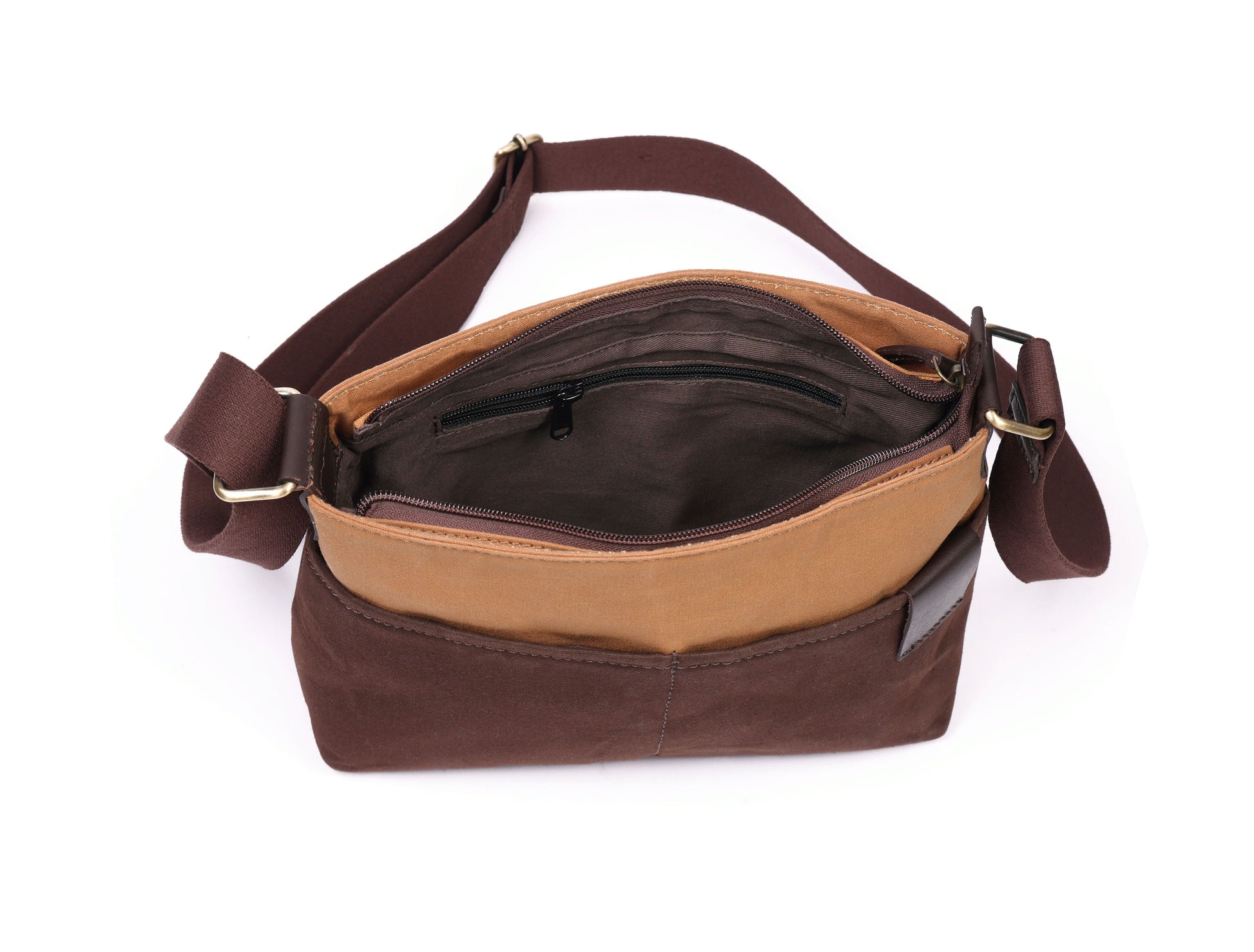 Brown and Tan Canvas Sling Bag - A Stylish and Functional Companion - CELTICINDIA