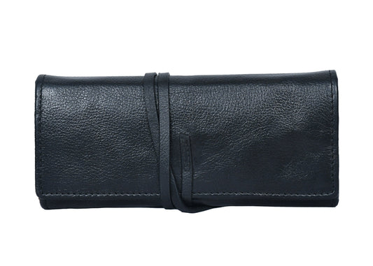 Celtic black color pure leather clutch with glorious finished work. - CELTICINDIA