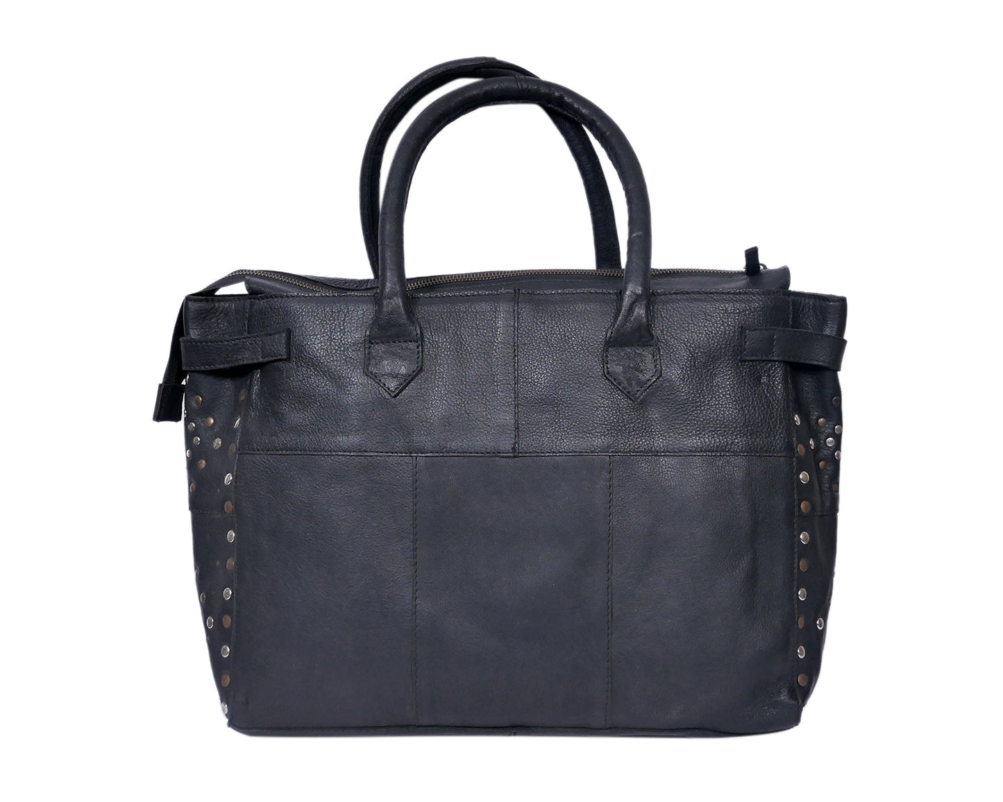Elegance Redefined: Introducing the Black Leather Shoulder Bag with Ripits. - CELTICINDIA