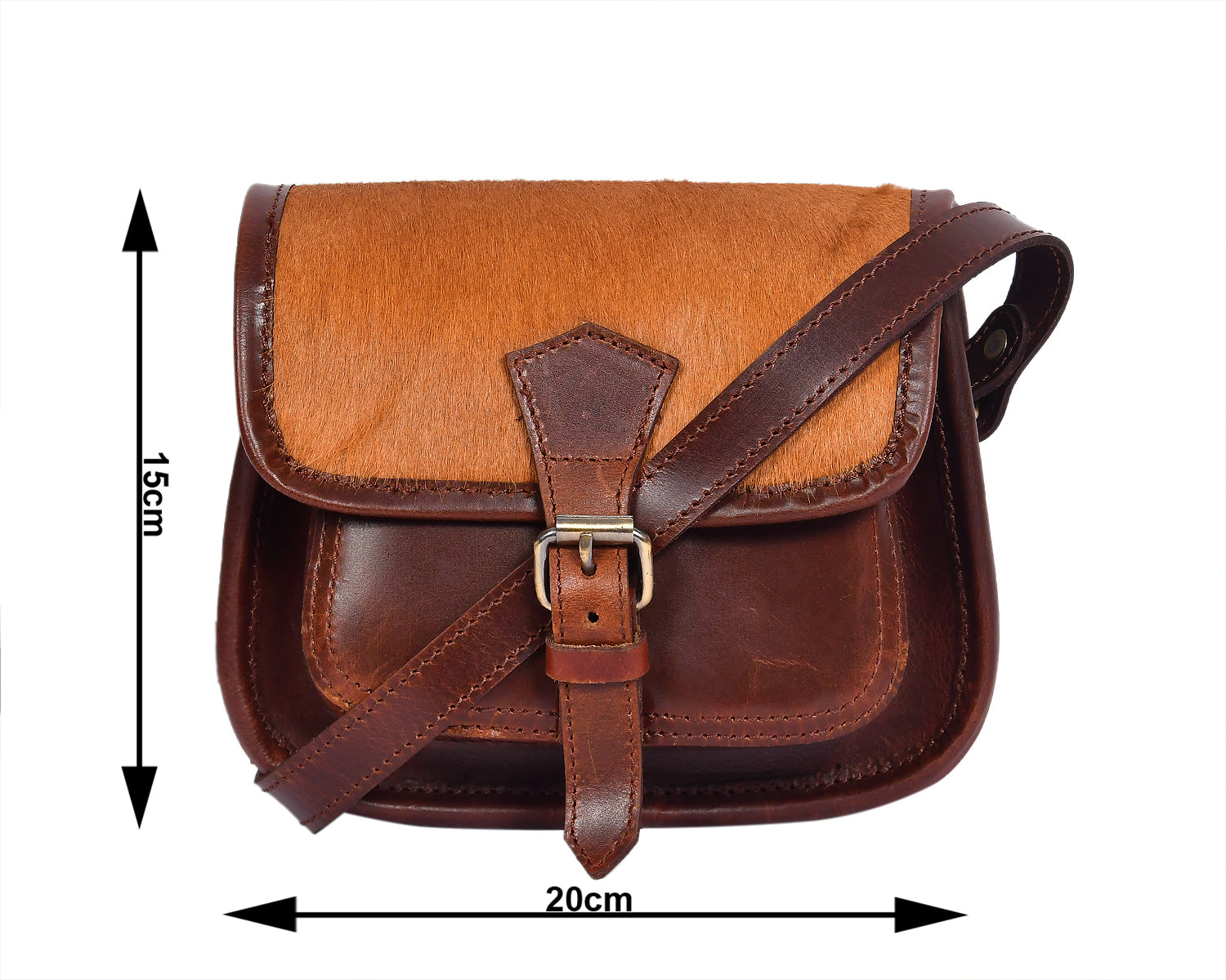 Elegant Brown Hair on Leather Sling Bag: Stylish and Functional. - CELTICINDIA