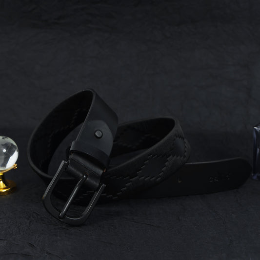 Premium New Designer Polo Black Milled Leather Belt. LB-860