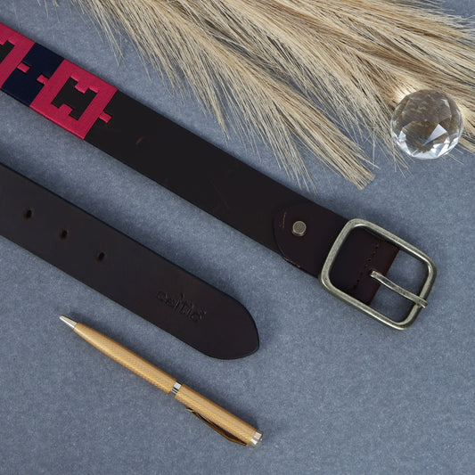 Premium New Designer Polo Brown Leather Belt with Polo Keyring. LB-861