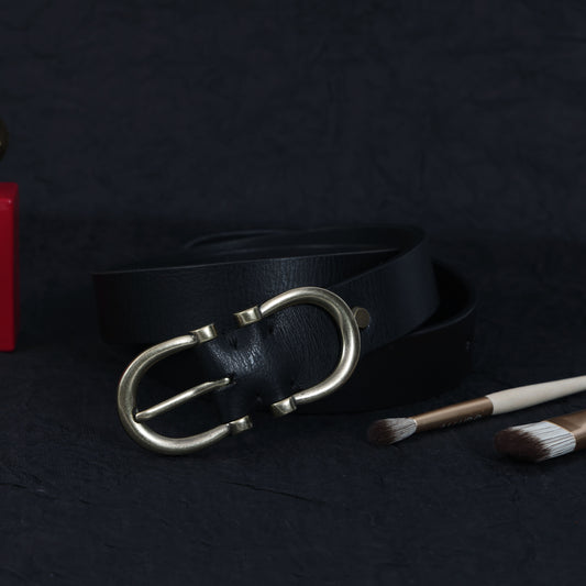 Premium New Designer Black Milled Leather Belt. LB-858