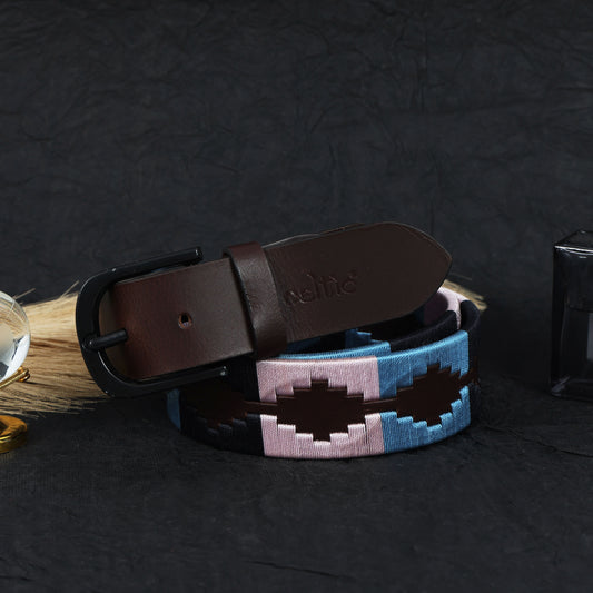 Premium Brown Leather Belt with Multi-Color Stitching – Stylish & Durable.LB-871