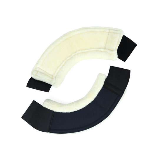 Stylish Black Nylon-Blend Horse Bell Boots with Plush White Fur Lining. HB-1030
