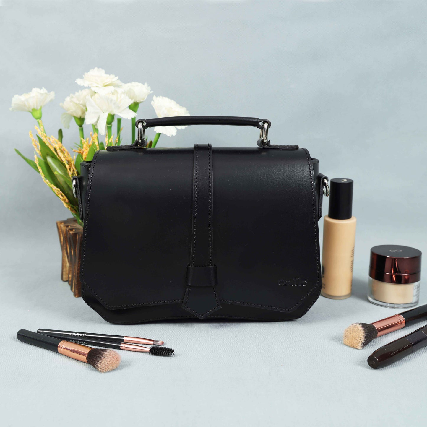 Premium Leather Mini Satchel Sling Crossbody Bag