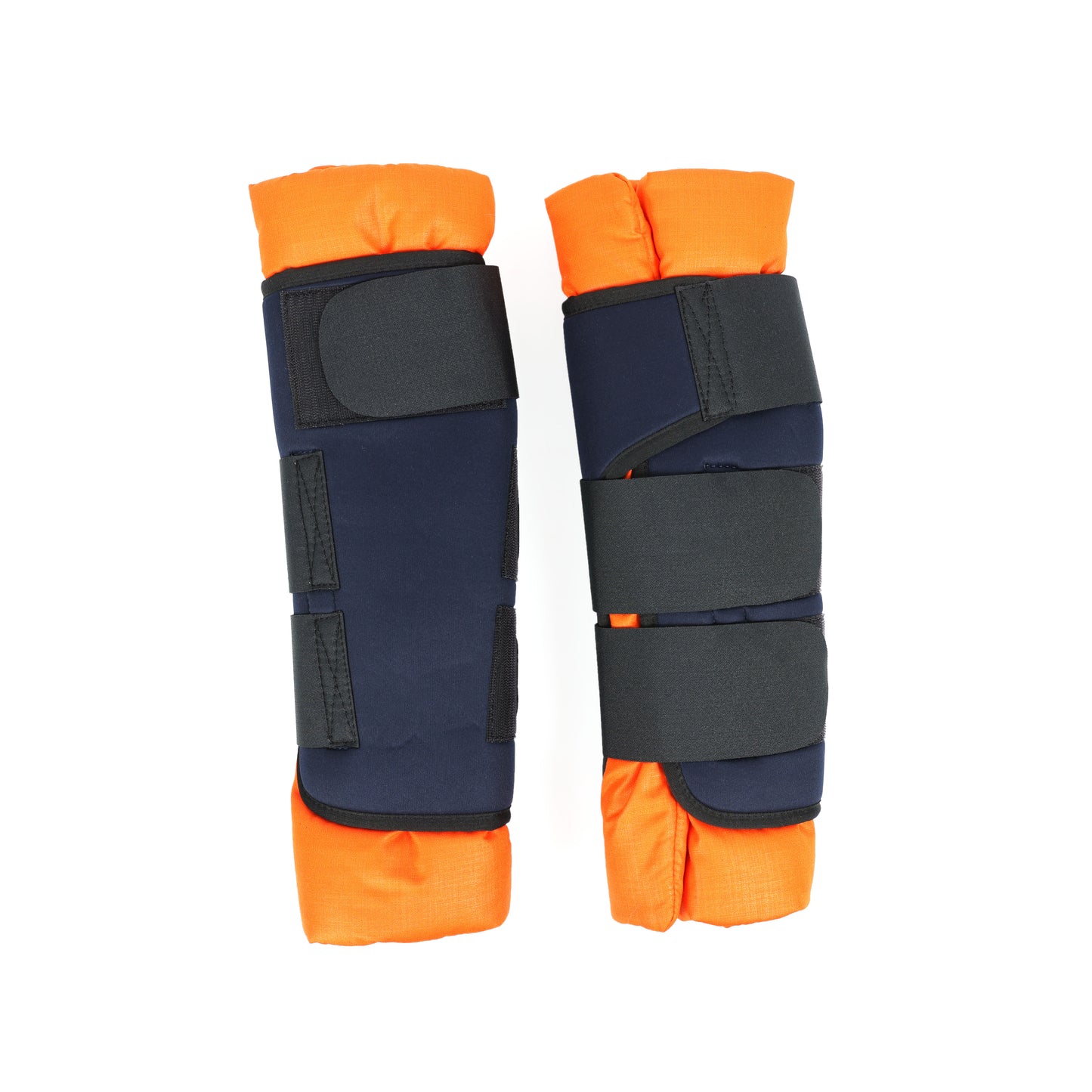 “Durable Orange Hind Boots for Horses – Soft Cushion Protection. HB-1044