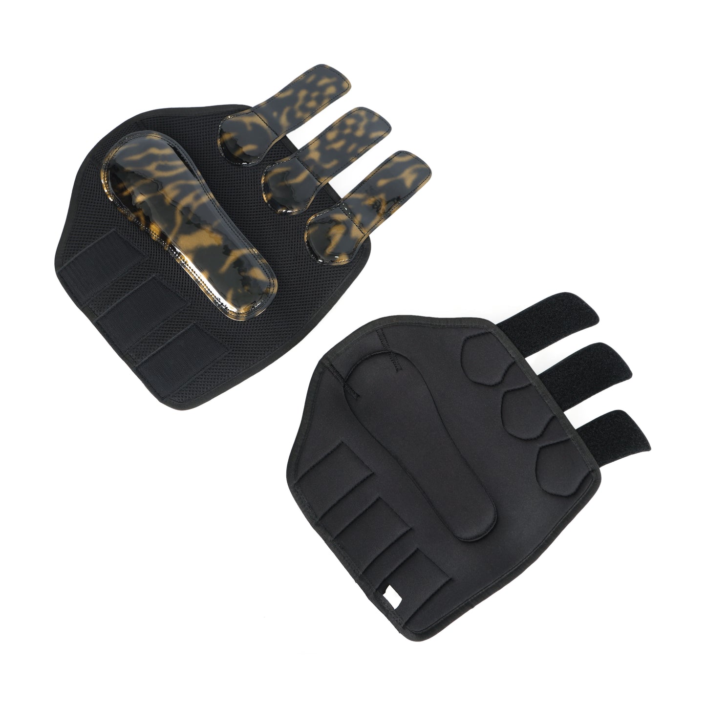 Black Synthetic Horse Brushing Boots with Elegant Golden Print – Durable & Protective. HB-1023