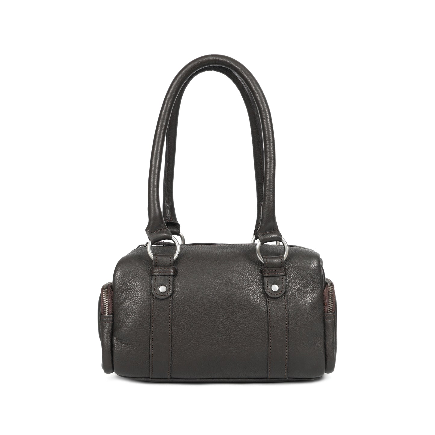 Classic Black Leather Barrel Satchel – Medium Shoulder Tote for Women Art:-BG-1651