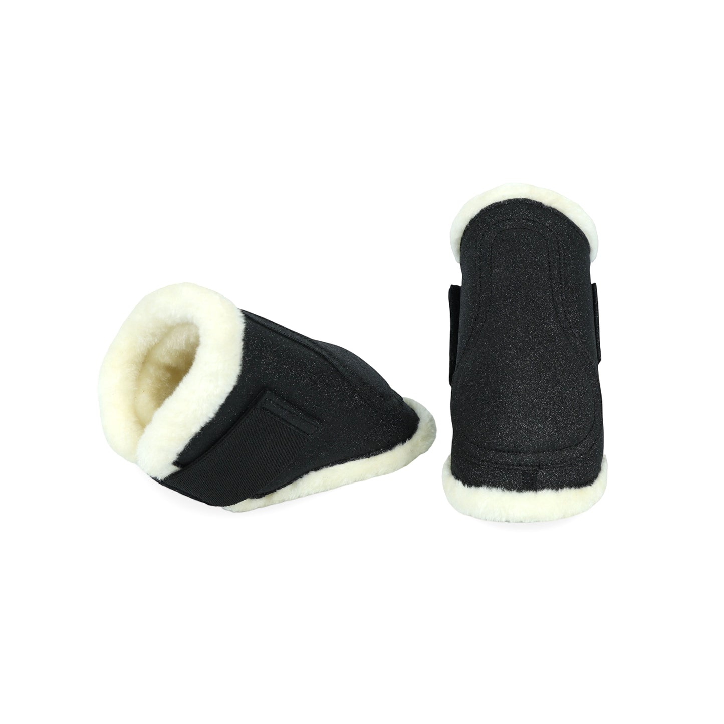 Protective Black Horse Boots – Plush White Fur Interior for Extra Comfort. HB-1026