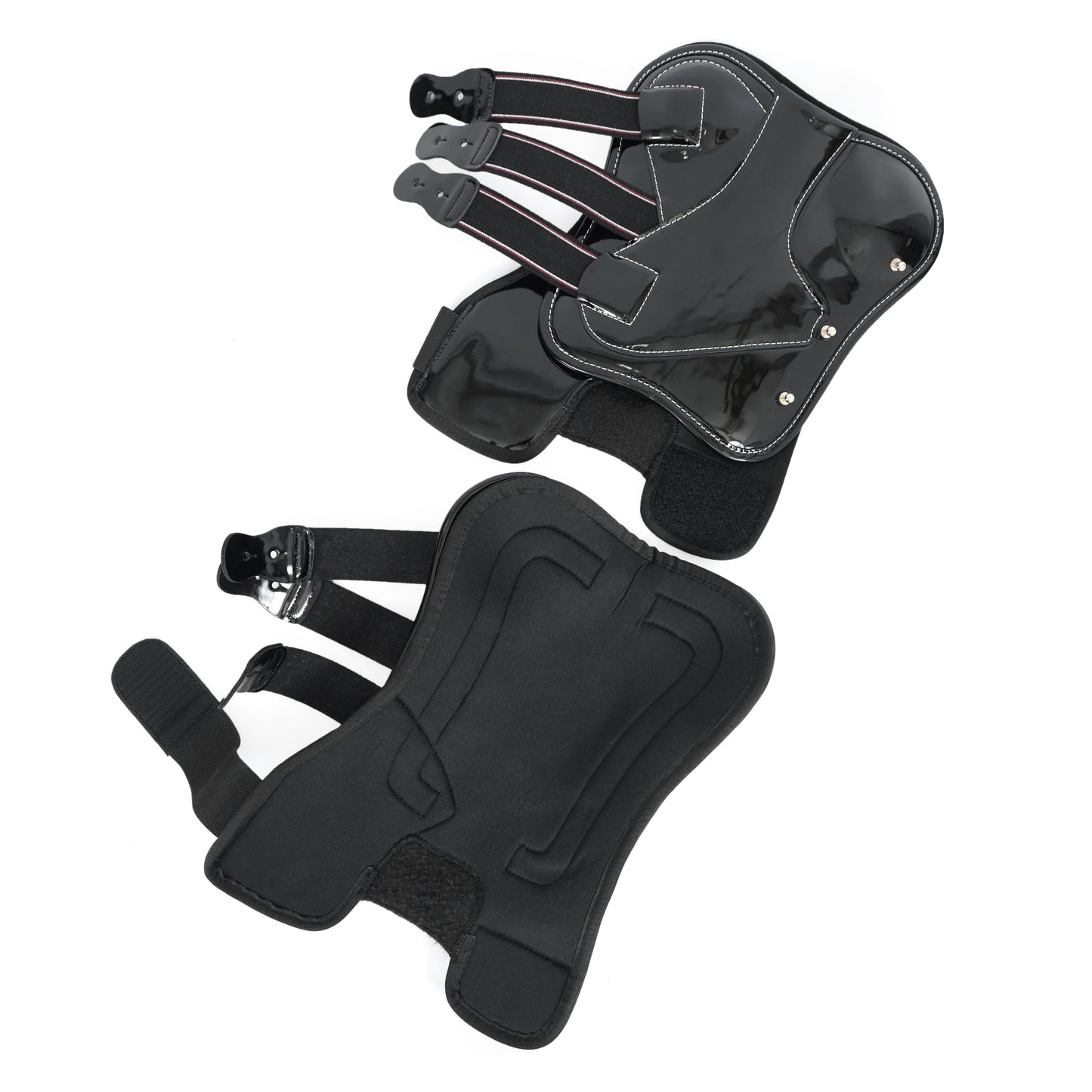 Glossy Black Synthetic Brushing Boots for Horses – Durable Leg Protection. HB-1024