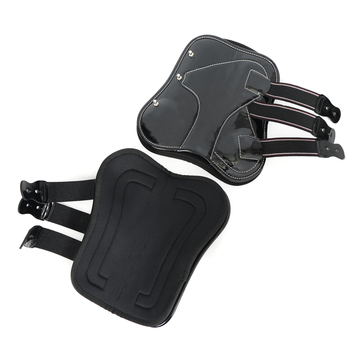 Durable Black D-Teq Front Horse Boots – Synthetic Material with White Stitch Detailing. HB-1035