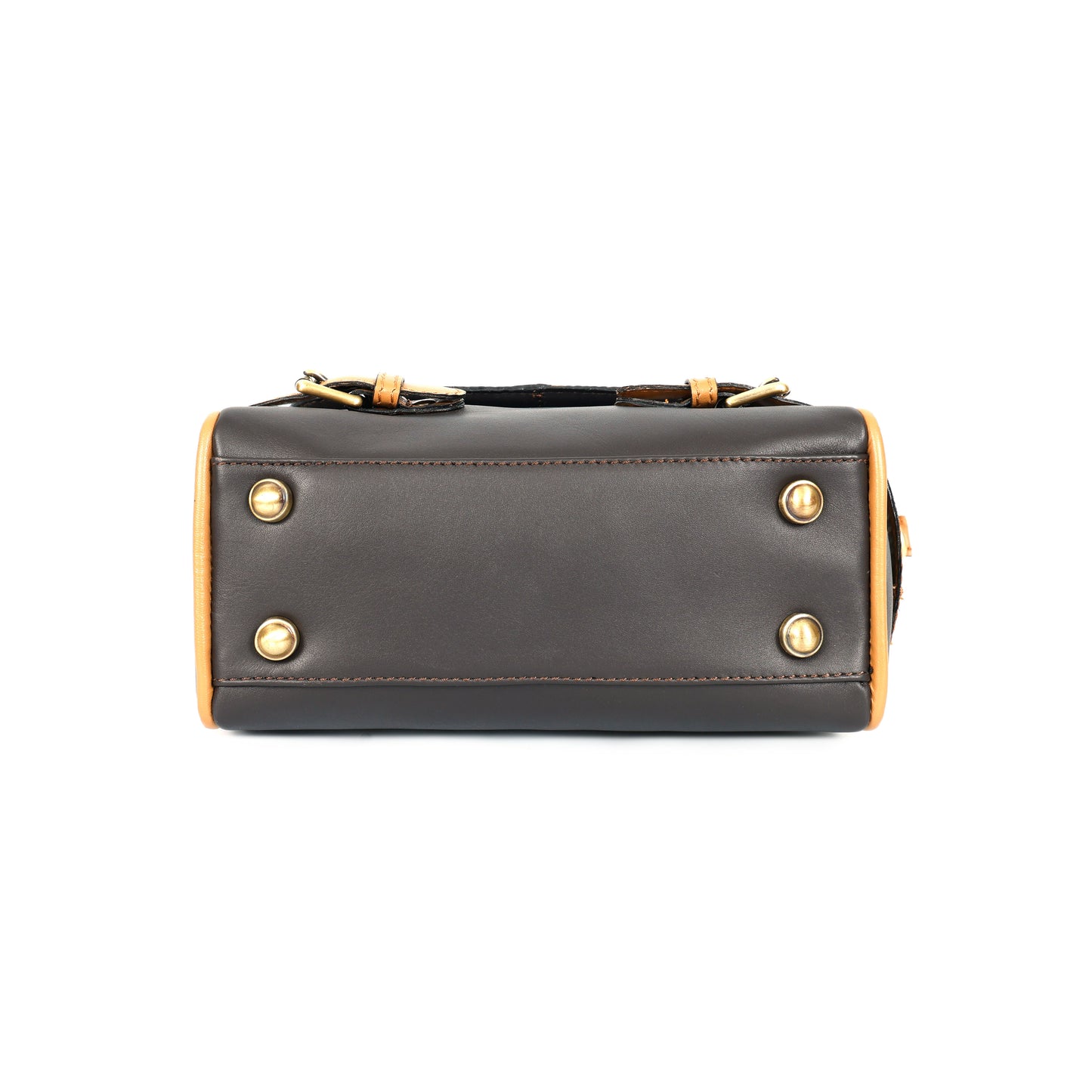 Premium Genuine Brown Leather Top Handle Handbag with Adjustable Strap
