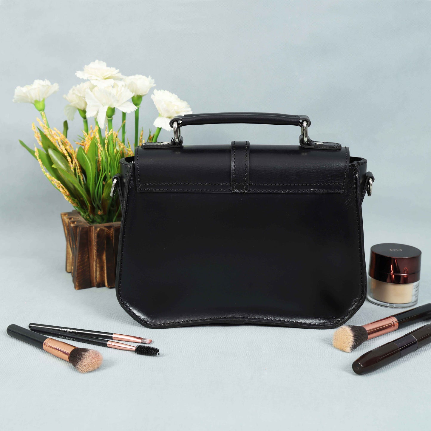 Premium Leather Mini Satchel Sling Crossbody Bag