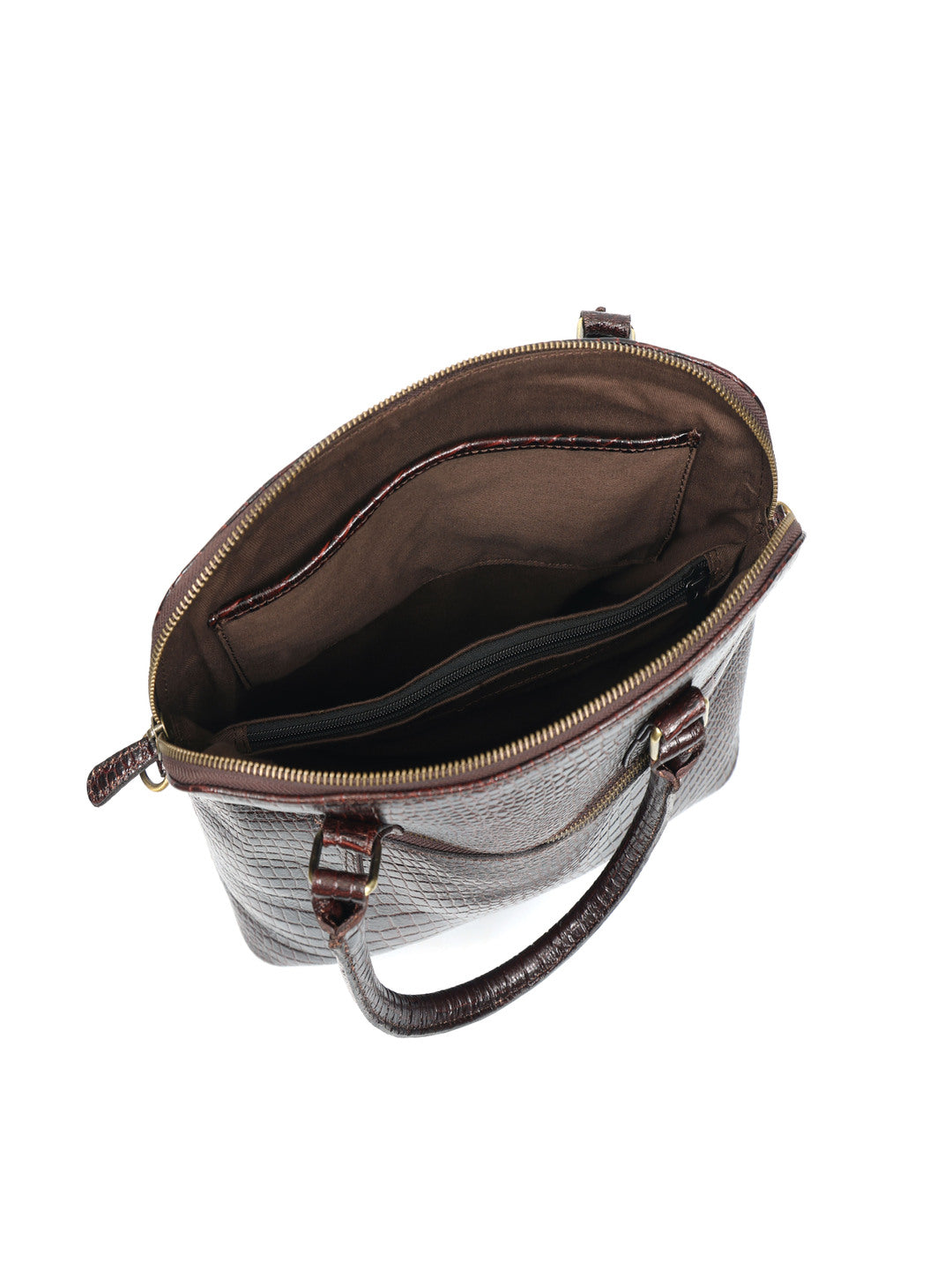Premium Croc-Embossed Leather Tote Bag with Zip Closure & Detachable Shoulder Strap