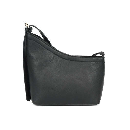 Genuine Leather Black Minimalist Shoulder Bag | Everyday Crossbody Purse for Women Art:-BG-1656