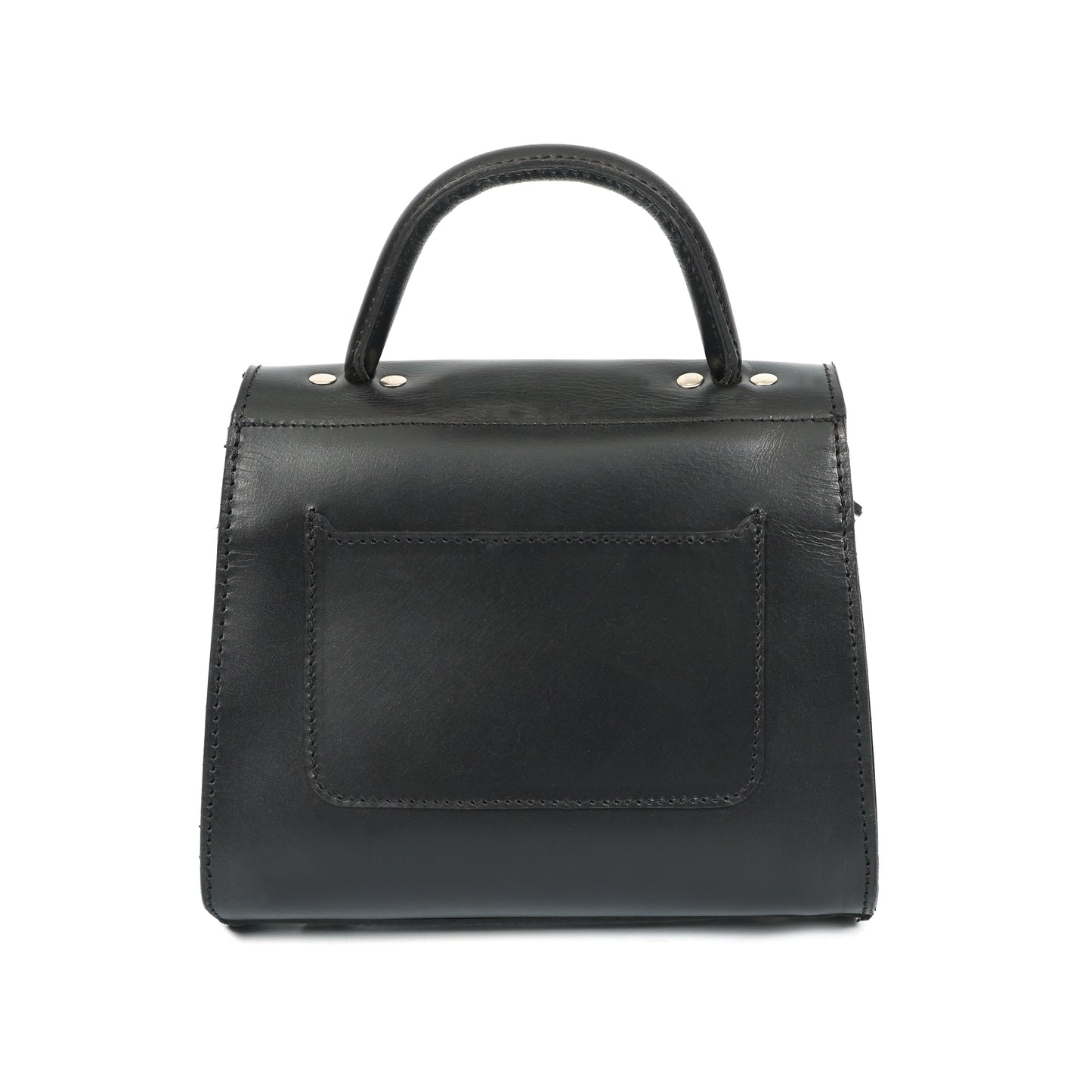 Premium Leather Structured Handbag – Black Top Handle Purse