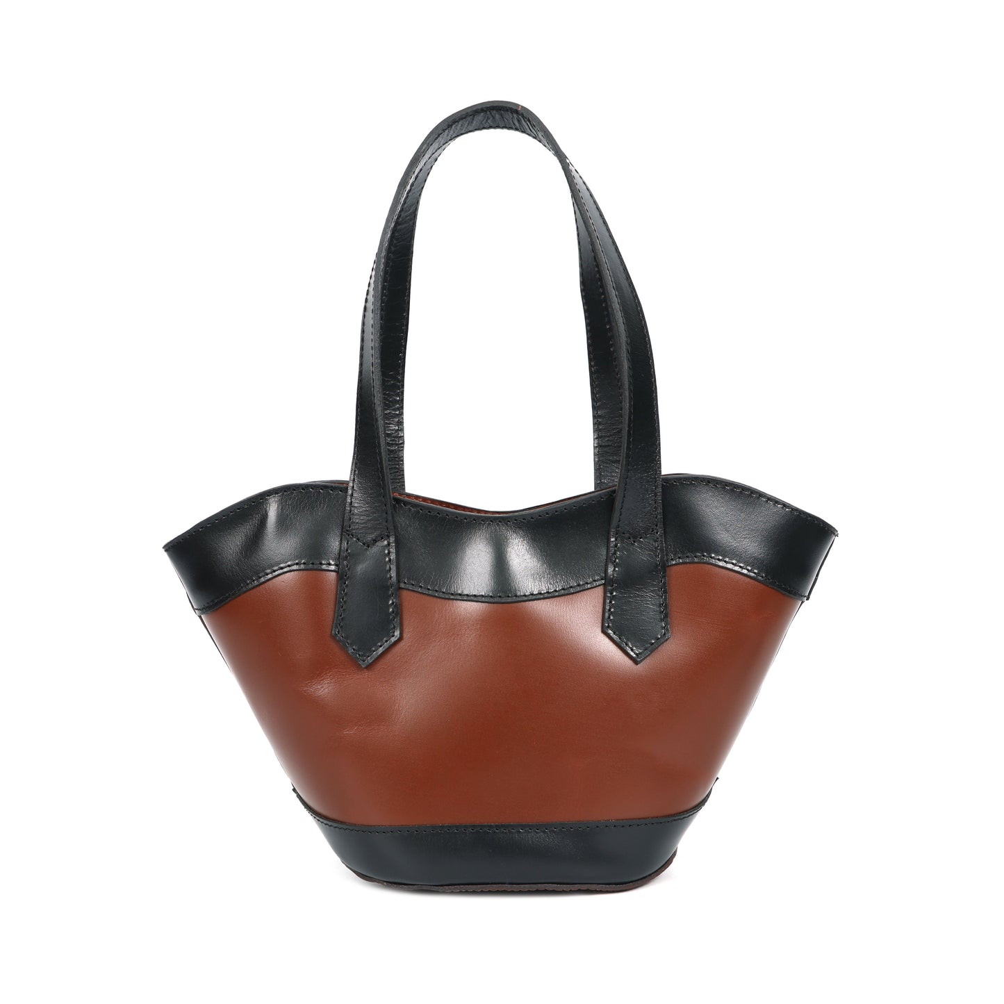Genuine Leather Two-Tone Tote Bag | Stylish Brown & Black Shoulder Bag Art:-BG-1658