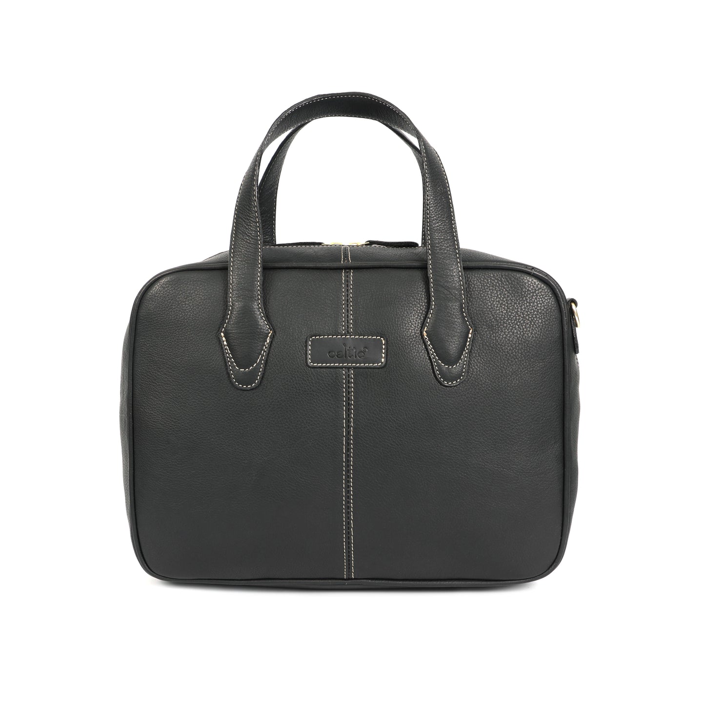 Classic Black Leather Messenger Bag for Men and Women| Office & Laptop Bag with Handles