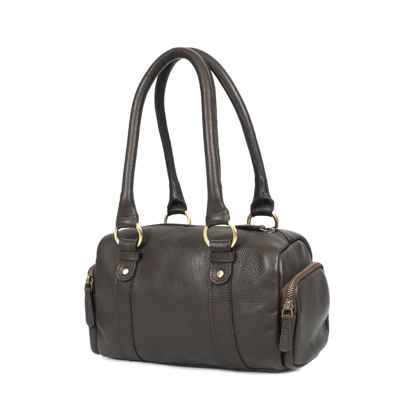 Classic Black Leather Barrel Satchel – Medium Shoulder Tote for Women Art:-BG-1651