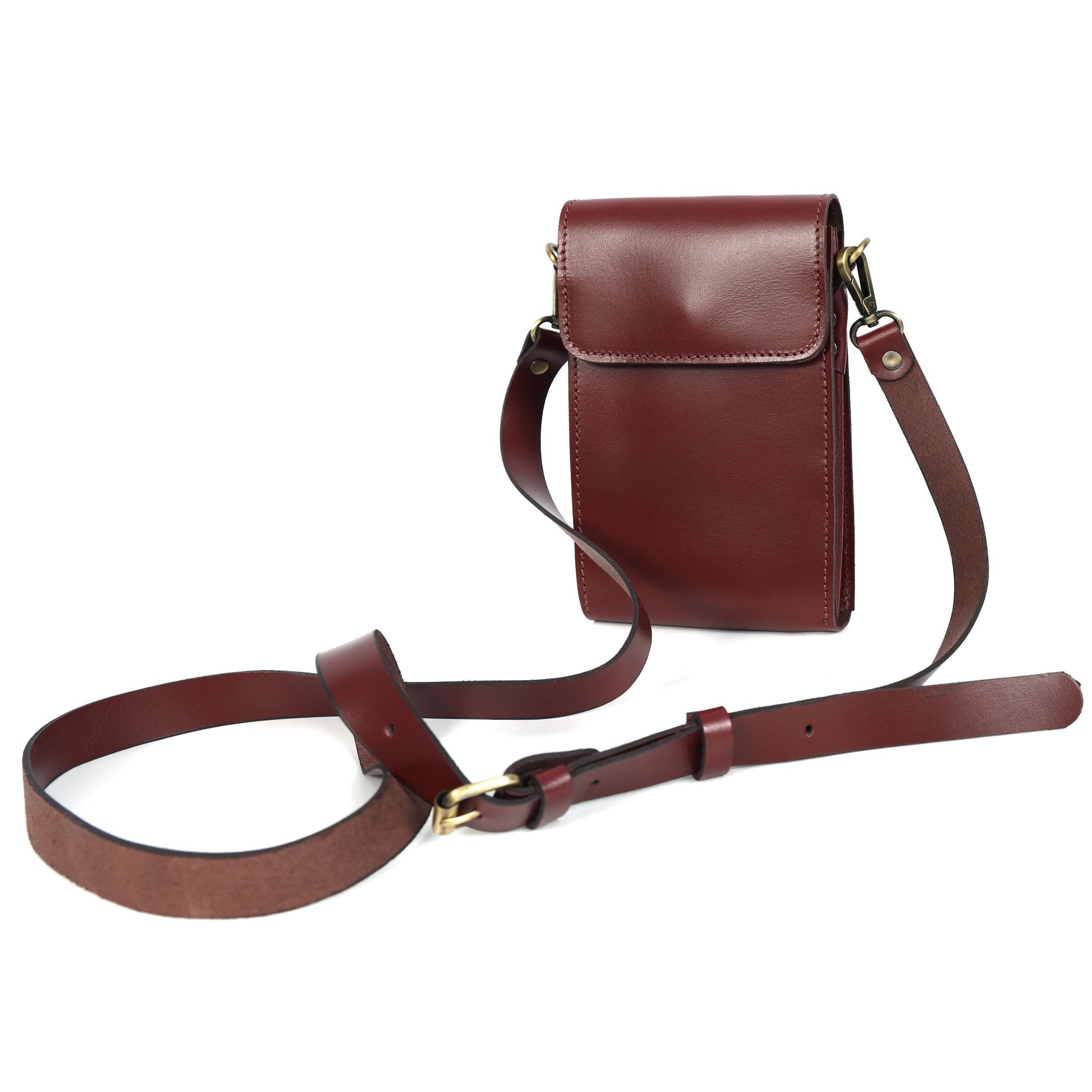 Brown Leather Mobile Pouch with Detachable Sling  Stylish & Functional Crossbody Case.LA-1428