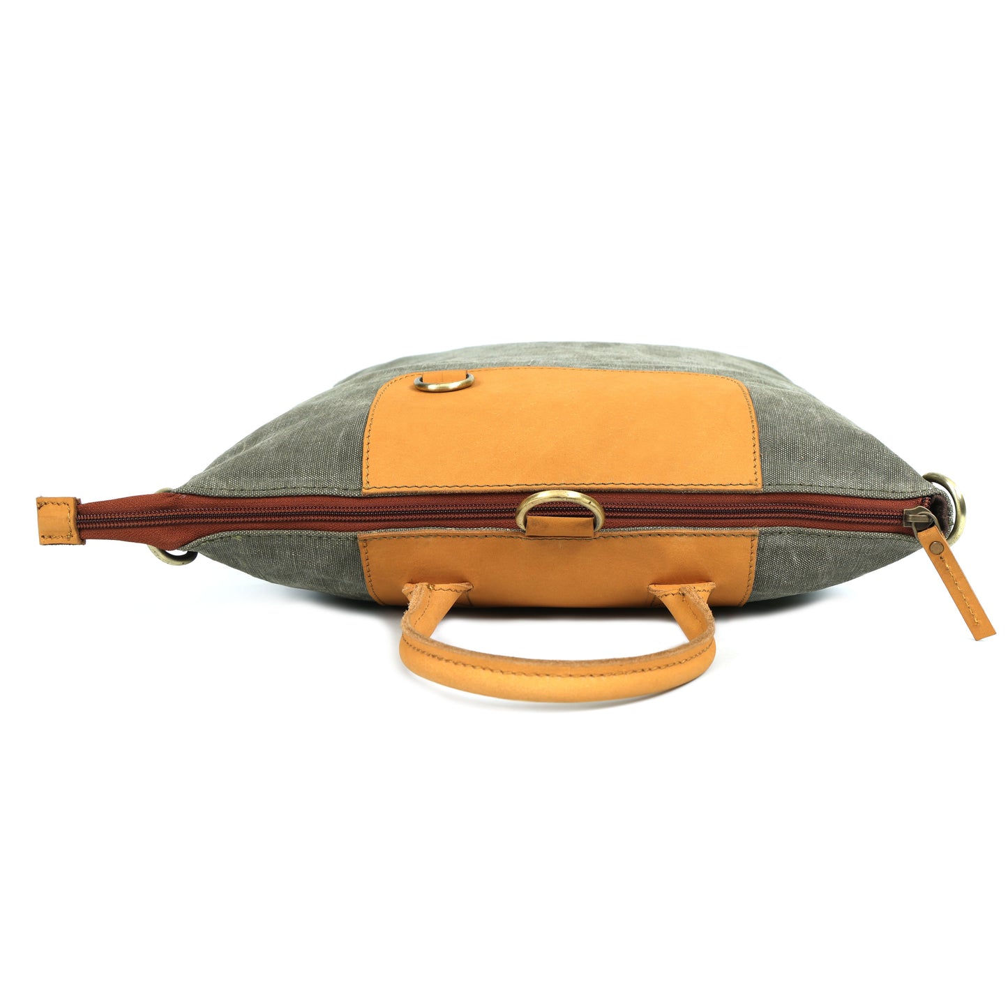 Genuine Leather Grey & Tan Convertible Backpack – Stylish Unisex Shoulder Bag Art:-BG-1653