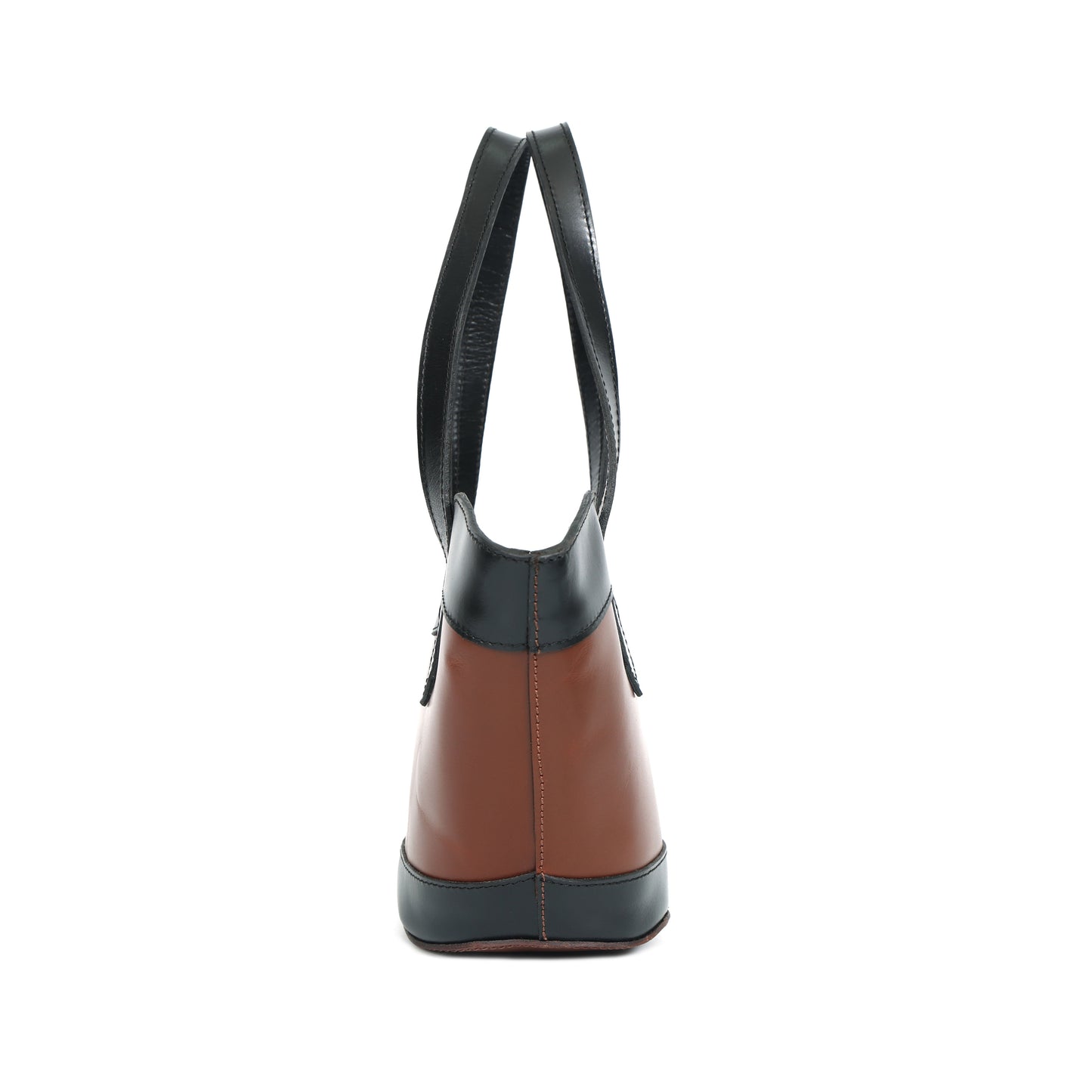 Genuine Leather Two-Tone Tote Bag | Stylish Brown & Black Shoulder Bag Art:-BG-1658