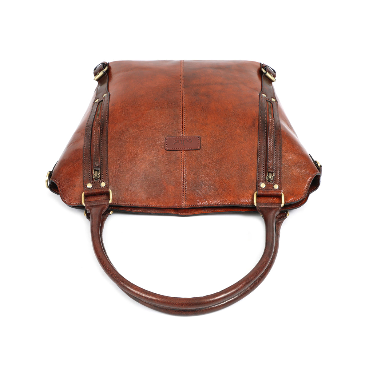 Premium Genuine Leather vintage Brown Tote & Wristlet Combo- Premium set For women