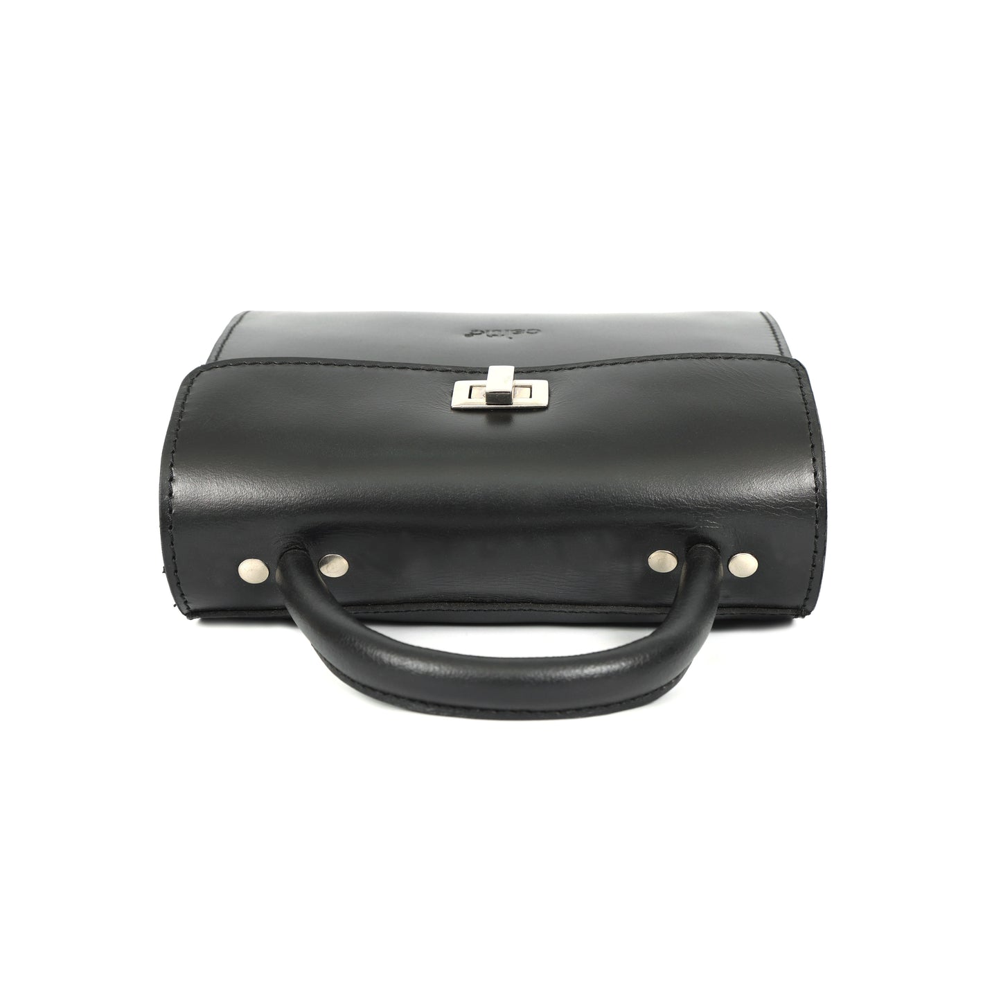 Premium Leather Structured Handbag – Black Top Handle Purse
