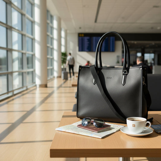 Premium Black Genuine Leather Office Tote for Women | Structured Handbag with Sling Strap Art:-BG-1676