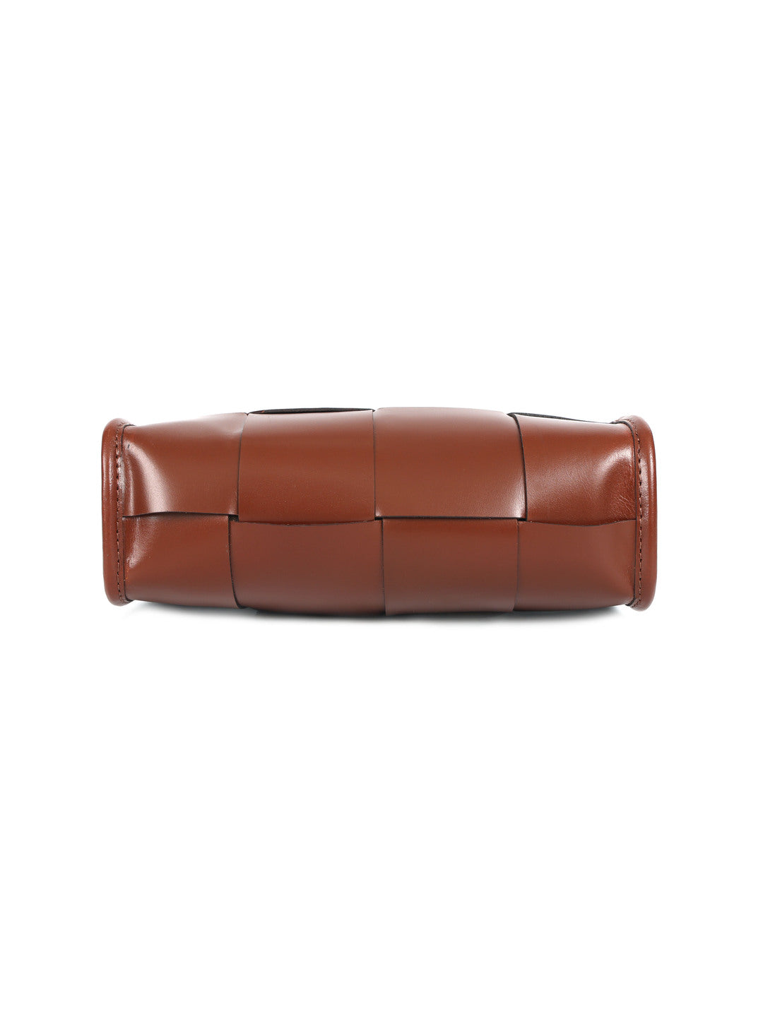 Brown Woven Leather Clutch Bag Elegant Handcrafted Design