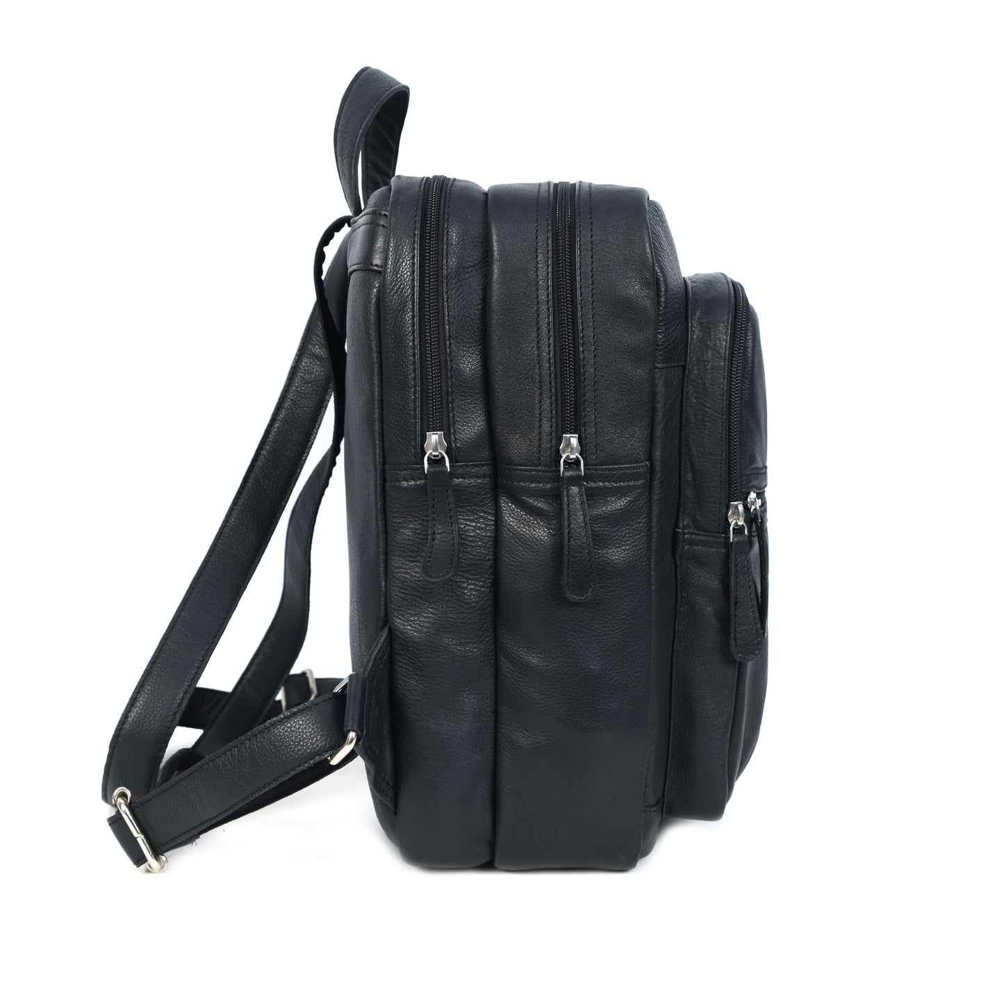 Black PURE Leather Backpack  Minimalist & Durable Everyday Companion. BG-1631