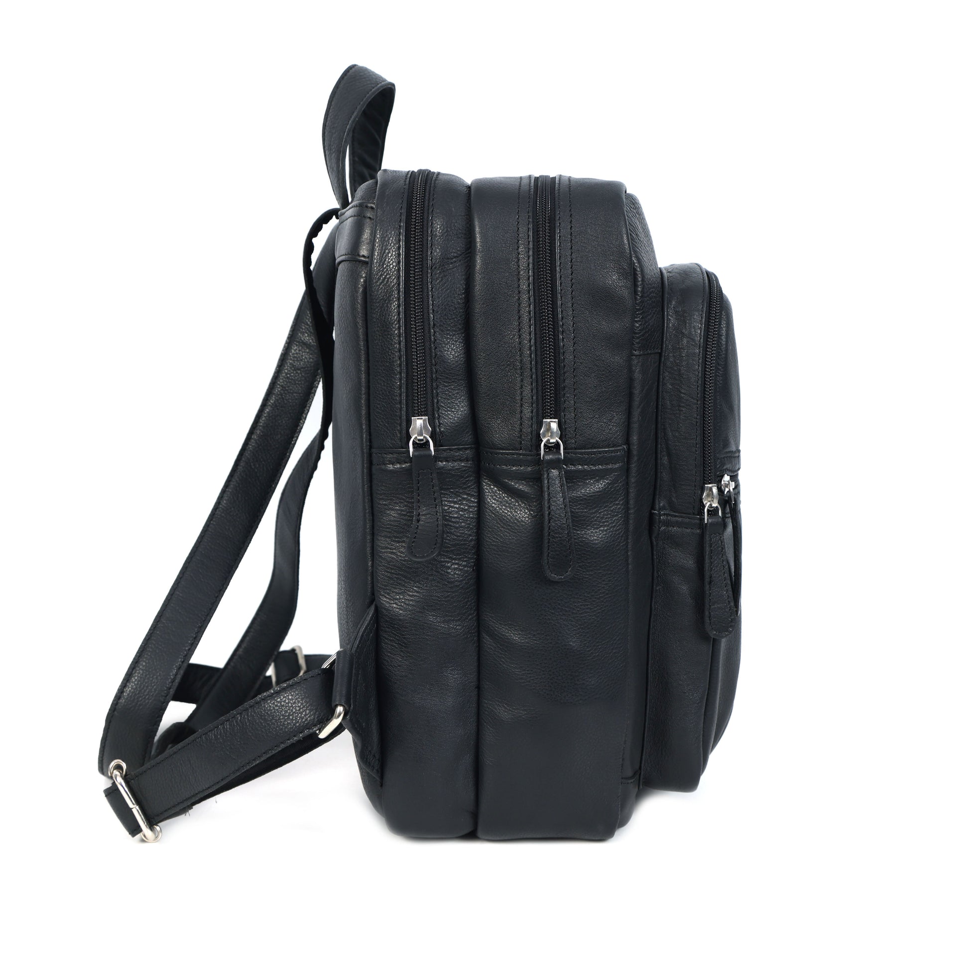 Black PURE Leather Backpack  Minimalist & Durable Everyday Companion. BG-1631