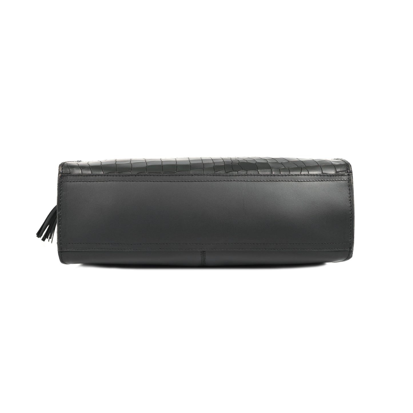 Premium Black Croc-Textured Leather Structured Handbag – Top Handle Purse Art:-BG-1654