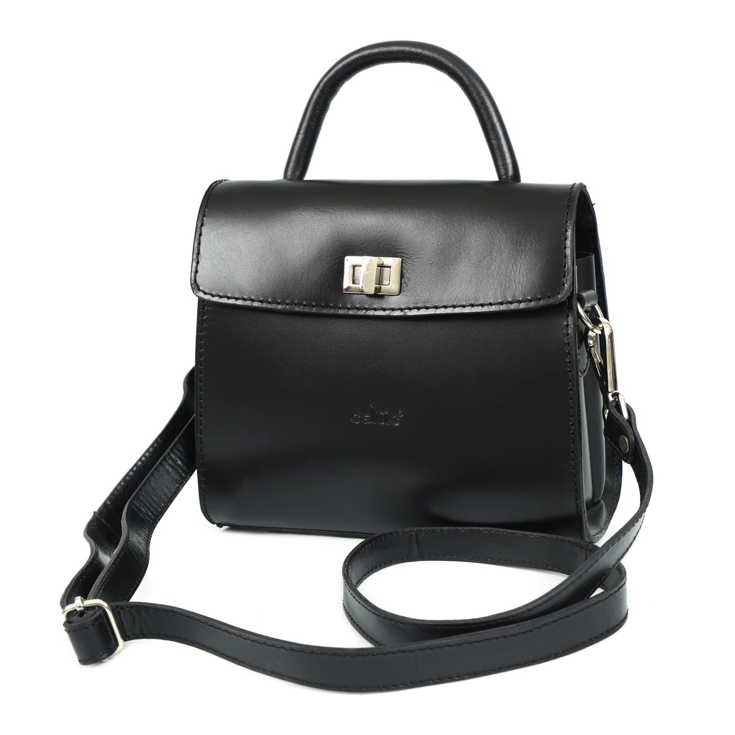 Premium Genuine Leather Handbag with Top Handle & Crossbody Strap