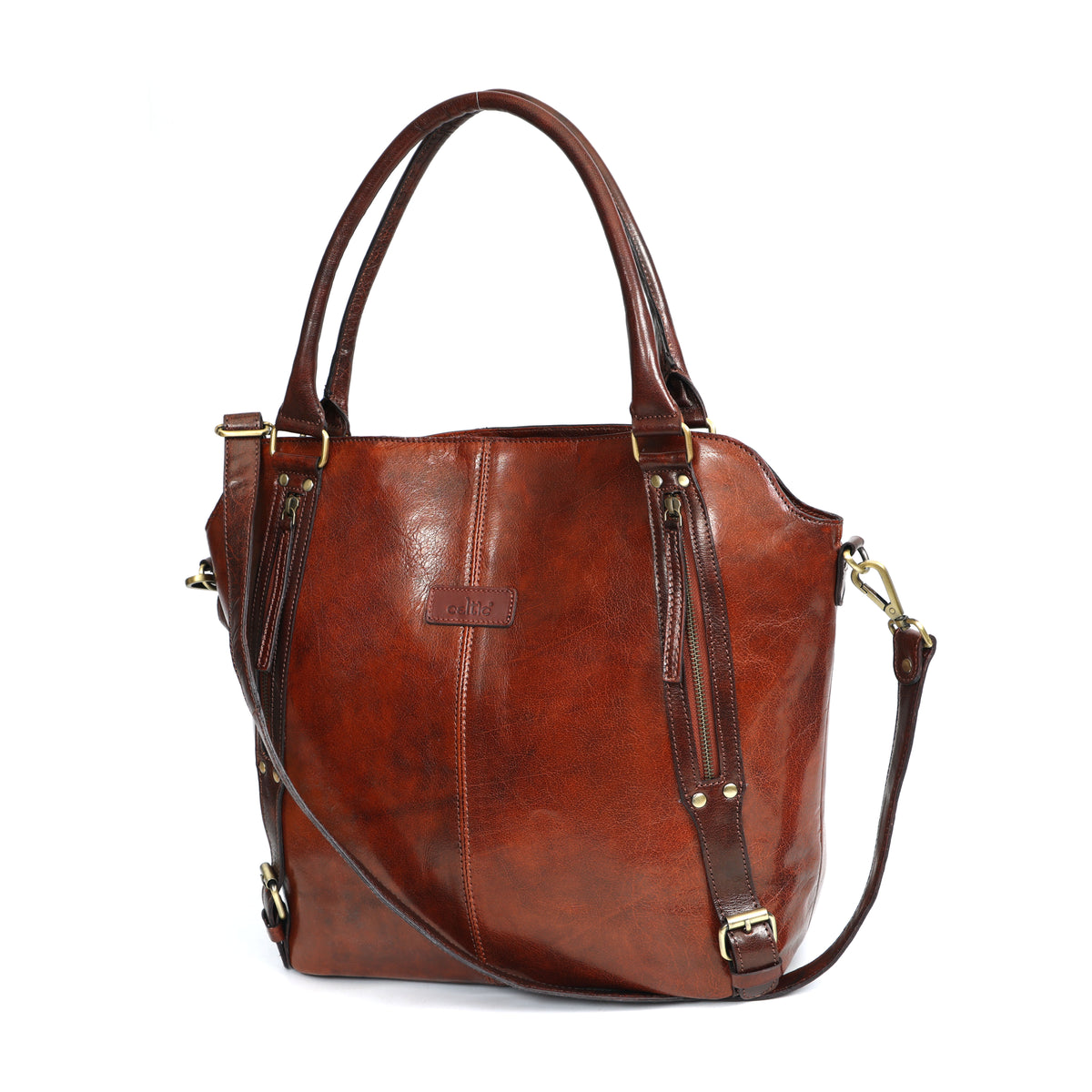 Premium Genuine Leather vintage Brown Tote & Wristlet Combo- Premium set For women