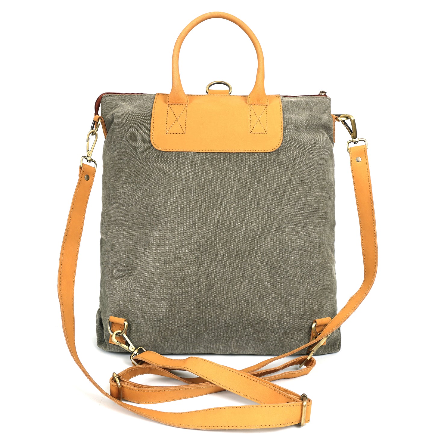 Genuine Leather Grey & Tan Convertible Backpack – Stylish Unisex Shoulder Bag Art:-BG-1653