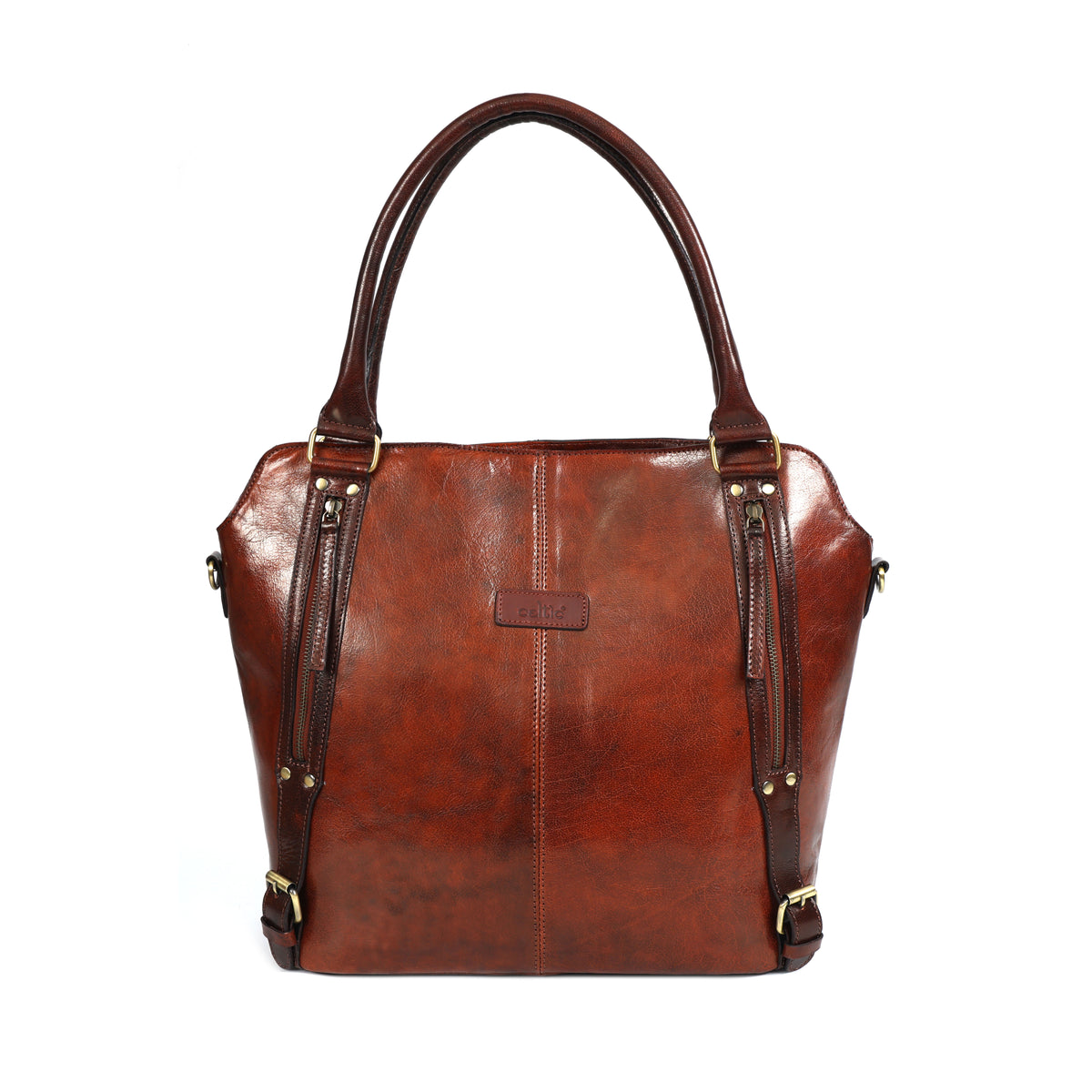 Premium Genuine Leather vintage Brown Tote & Wristlet Combo- Premium set For women