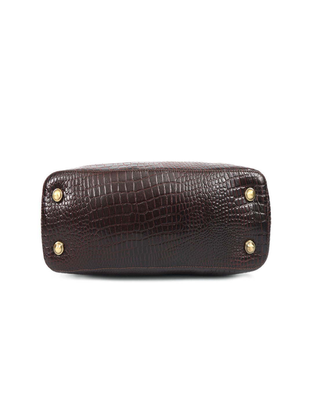 Premium Croc-Embossed Leather Tote Bag with Zip Closure & Detachable Shoulder Strap