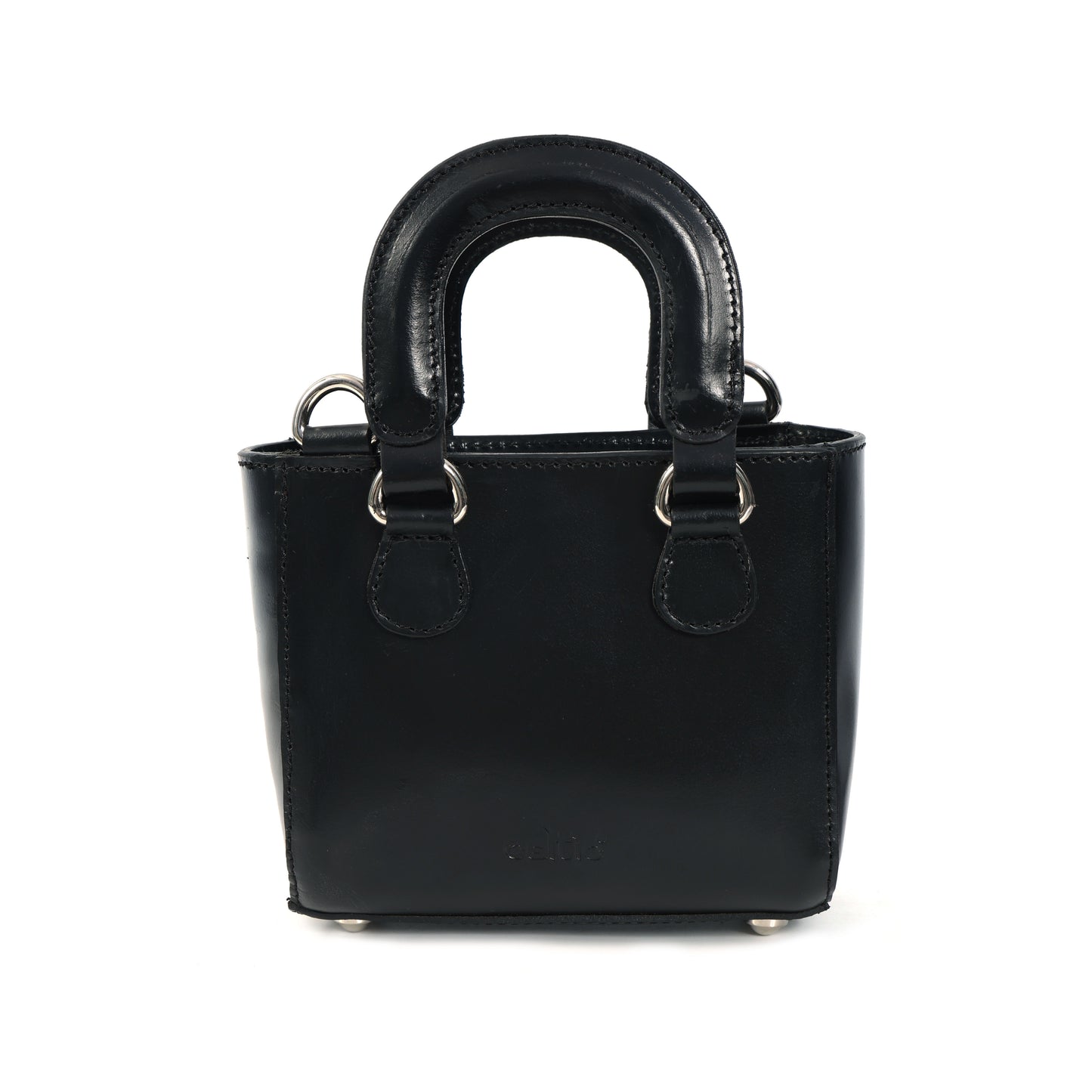 Premium Smooth Leather Mini Handbag with Top Handle & Adjustable Shoulder Strap