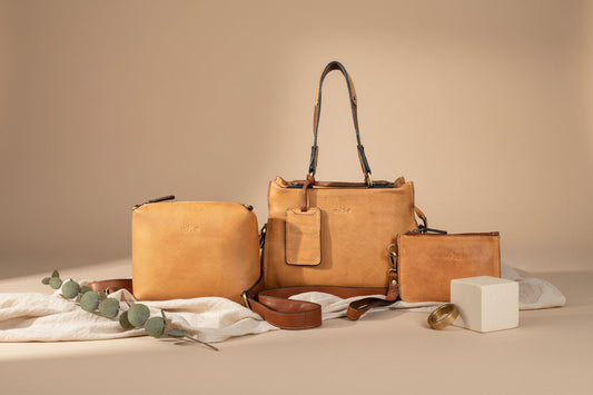 Stylish Tan Leather Handbag Combo Set | Premium Tote with Pouch & Wallet