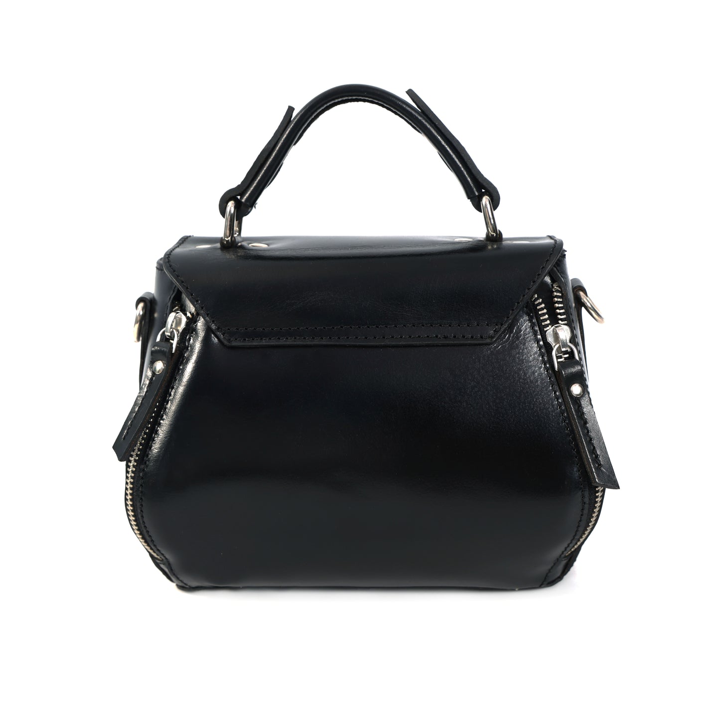 Premium Genuine Leather Top-Handle Handbag with Flap Closure & Zip Compartments