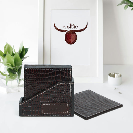 Premium Leather Square Coasters for Office Use – Stylish & Functional Desk Accessory, Art:-LC-02