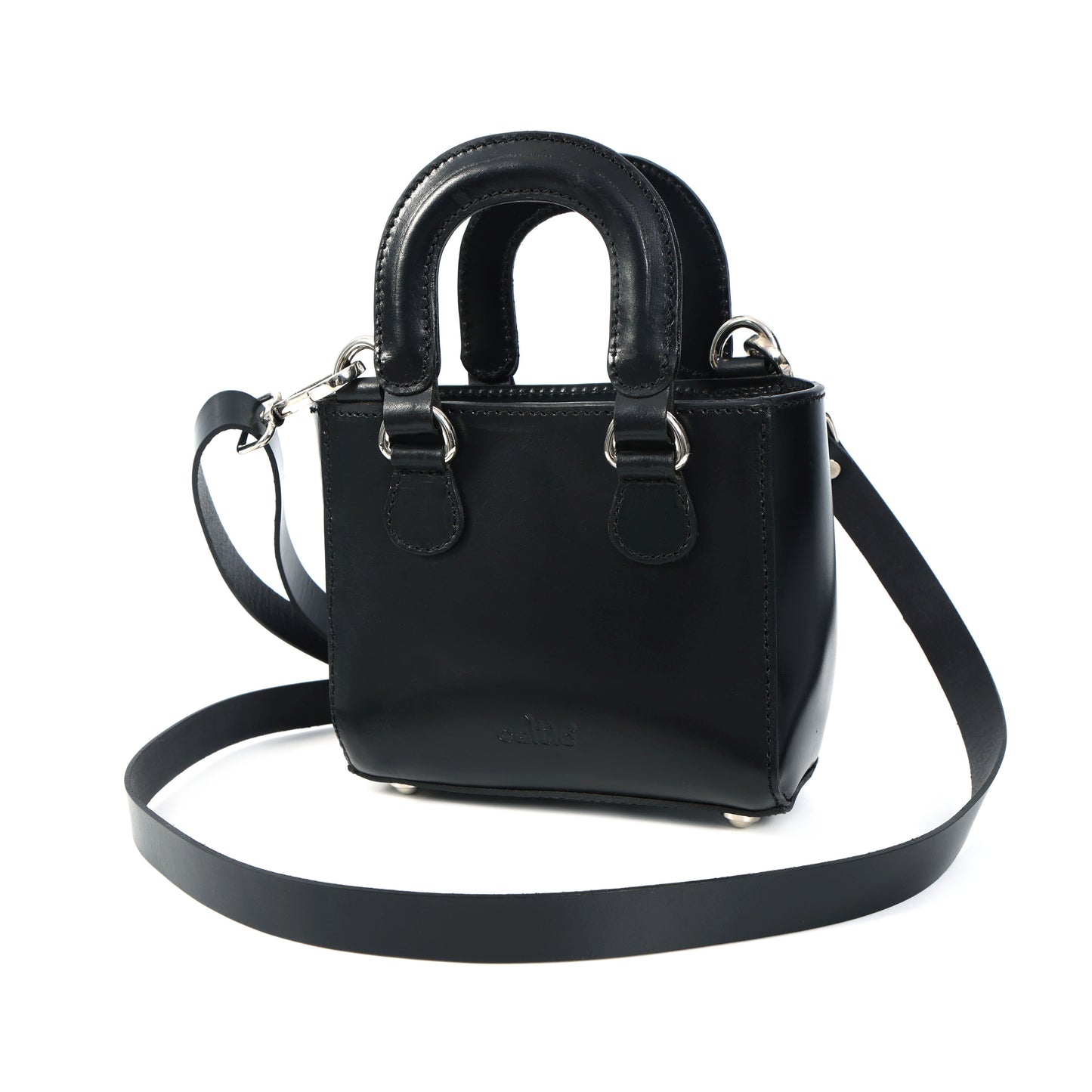 Premium Smooth Leather Mini Handbag with Top Handle & Adjustable Shoulder Strap